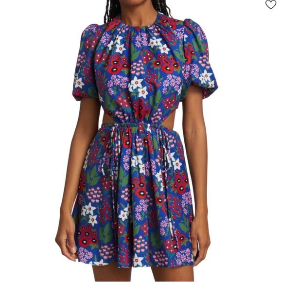 AMUR Katy Cutout Mini Dress in Blue Vintage Floral Explosion NWT - Picture 1 of 10